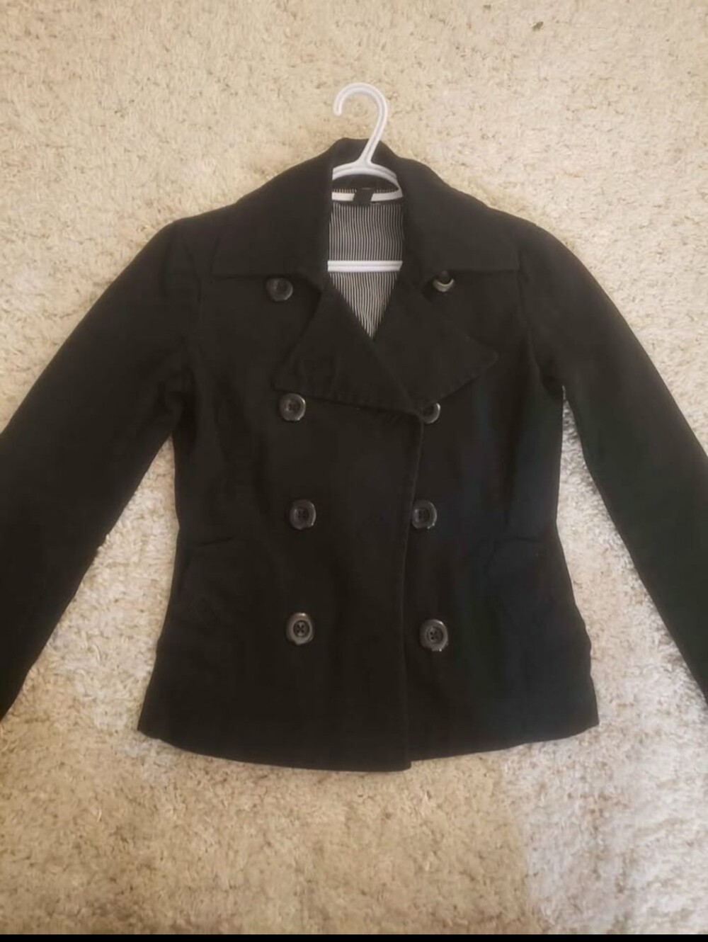 H&M Black Double-Breasted Pea Coat